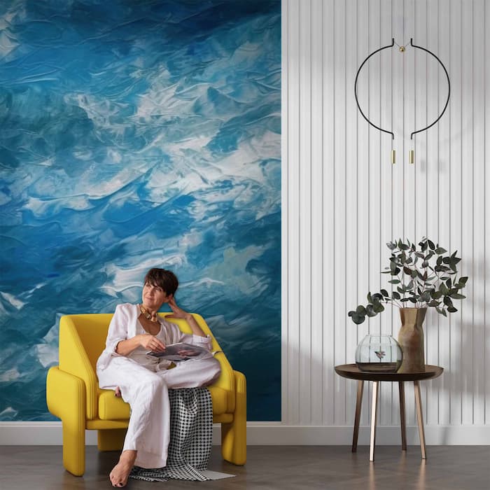 Textured Navy Wallpaper | Oil Painting Wall Art YS-04048