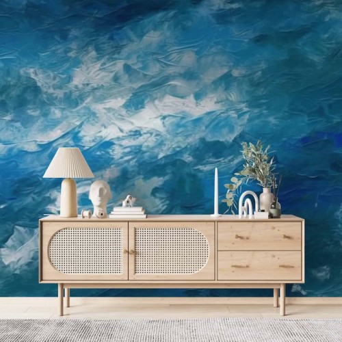 Textured Navy Wallpaper | Oil Painting Wall Art YS-04048