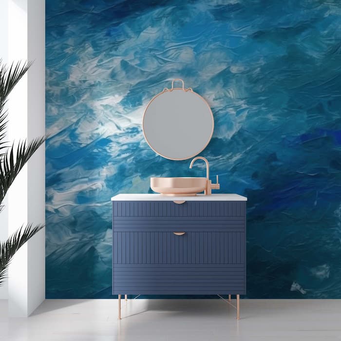 Textured Navy Wallpaper | Oil Painting Wall Art YS-04048