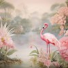 Tropical Flamingo Wallpaper – Elegant Floral Wall Mural YH-02325