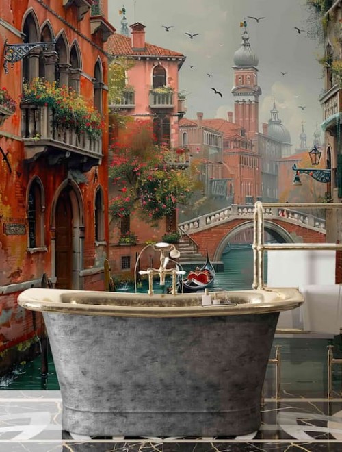 Venice Canal Mural | Italian Vintage Wallpaper YD-05043