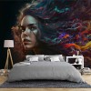 Vibrant Woman Salon Wallpaper | Artistic Beauty Décor YK-00388