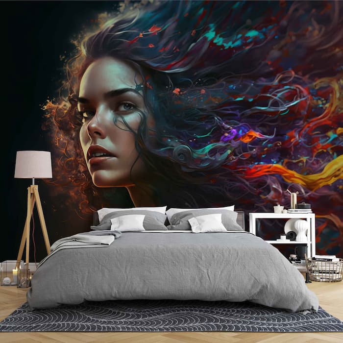Vibrant Woman Salon Wallpaper | Artistic Beauty Décor YK-00388