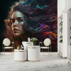 Vibrant Woman Salon Wallpaper | Artistic Beauty Décor YK-00388