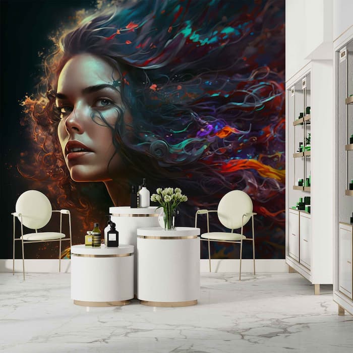 Vibrant Woman Salon Wallpaper | Artistic Beauty Décor YK-00388