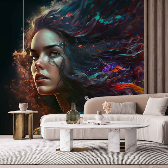 Vibrant Woman Salon Wallpaper | Artistic Beauty Décor YK-00388