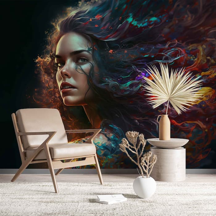 Vibrant Woman Salon Wallpaper | Artistic Beauty Décor YK-00388
